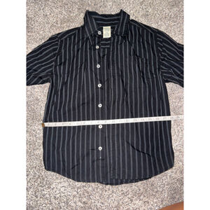 Kids Faded Glory Button-Up Shirt Black/Gray Stripe Size L (10-12)